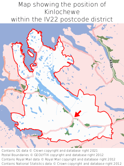 Map showing location of Kinlochewe within IV22