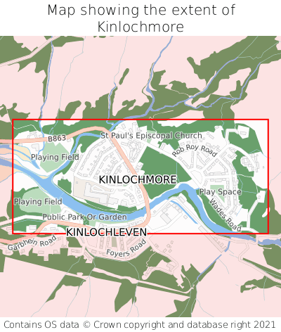 Map showing extent of Kinlochmore as bounding box