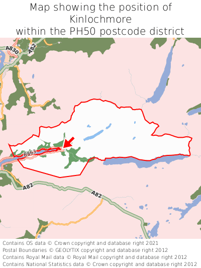 Map showing location of Kinlochmore within PH50