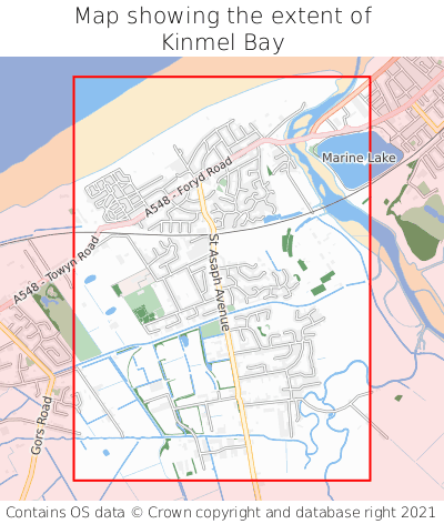 Map showing extent of Kinmel Bay as bounding box