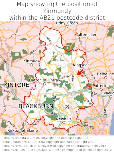 Map showing location of Kinmundy within AB21