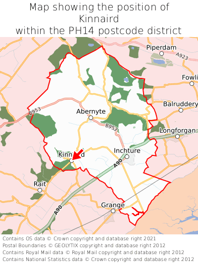 Map showing location of Kinnaird within PH14