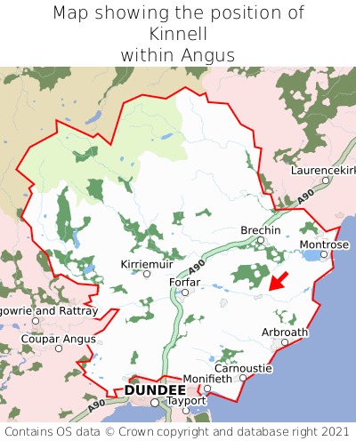 Map showing location of Kinnell within Angus