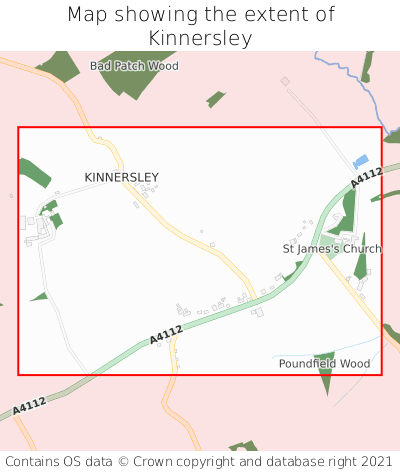 Map showing extent of Kinnersley as bounding box