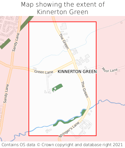 Map showing extent of Kinnerton Green as bounding box