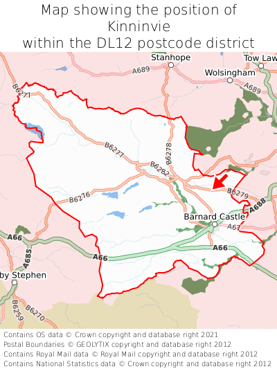 Map showing location of Kinninvie within DL12