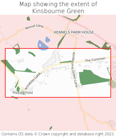 Map showing extent of Kinsbourne Green as bounding box