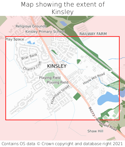 Map showing extent of Kinsley as bounding box
