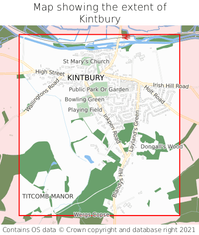 Map showing extent of Kintbury as bounding box