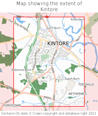 Map showing extent of Kintore as bounding box