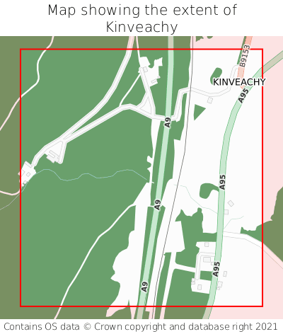 Map showing extent of Kinveachy as bounding box