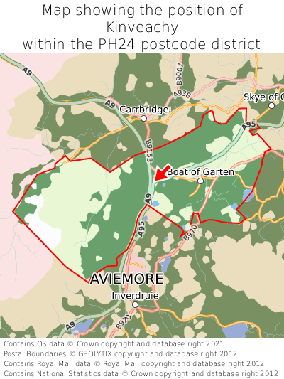 Map showing location of Kinveachy within PH24