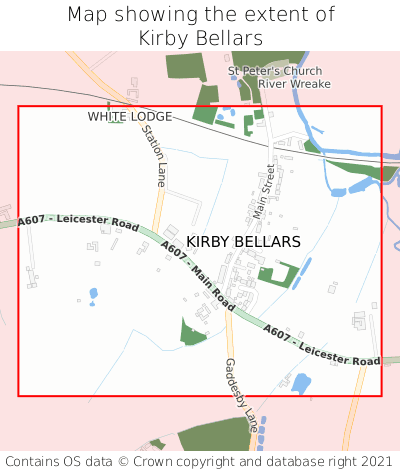 Map showing extent of Kirby Bellars as bounding box
