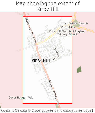 Map showing extent of Kirby Hill as bounding box
