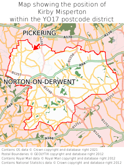 Map showing location of Kirby Misperton within YO17