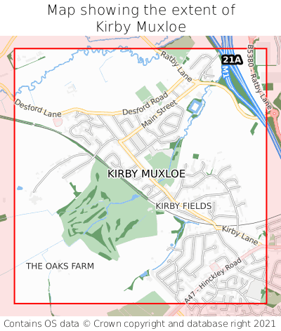 Map showing extent of Kirby Muxloe as bounding box