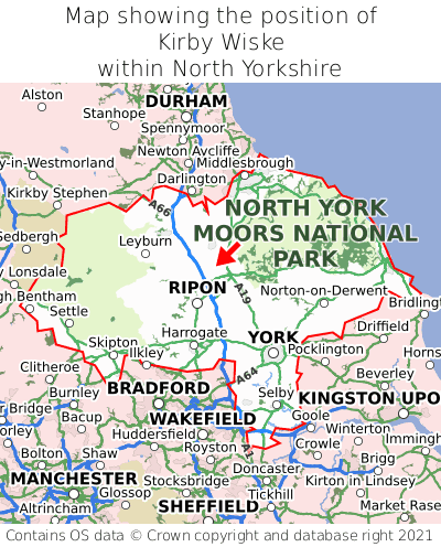 Map showing location of Kirby Wiske within North Yorkshire