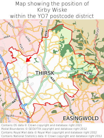 Map showing location of Kirby Wiske within YO7