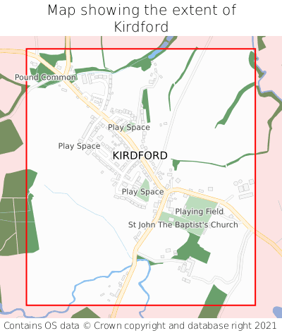 Map showing extent of Kirdford as bounding box