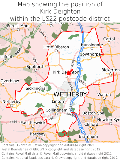 Map showing location of Kirk Deighton within LS22