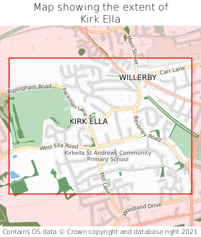 Map showing extent of Kirk Ella as bounding box