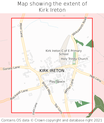 Map showing extent of Kirk Ireton as bounding box