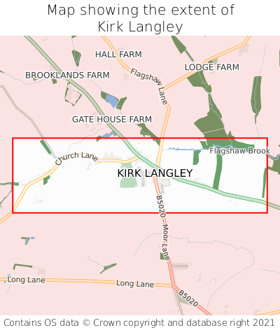 Map showing extent of Kirk Langley as bounding box