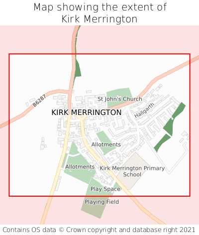 Map showing extent of Kirk Merrington as bounding box