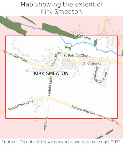 Map showing extent of Kirk Smeaton as bounding box