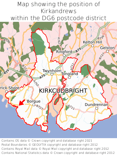 Map showing location of Kirkandrews within DG6