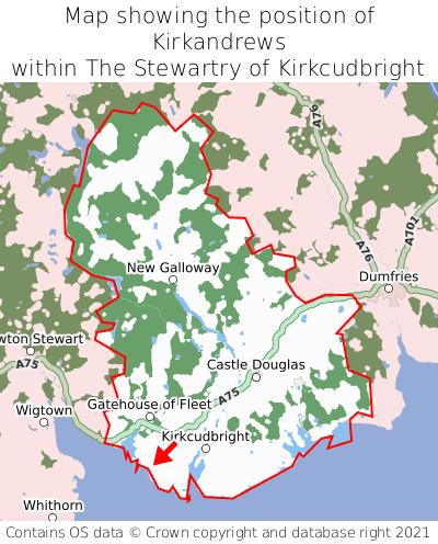 Map showing location of Kirkandrews within The Stewartry of Kirkcudbright