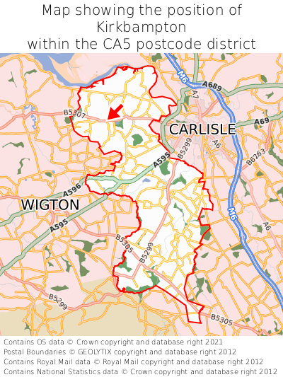 Map showing location of Kirkbampton within CA5