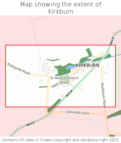 Map showing extent of Kirkburn as bounding box