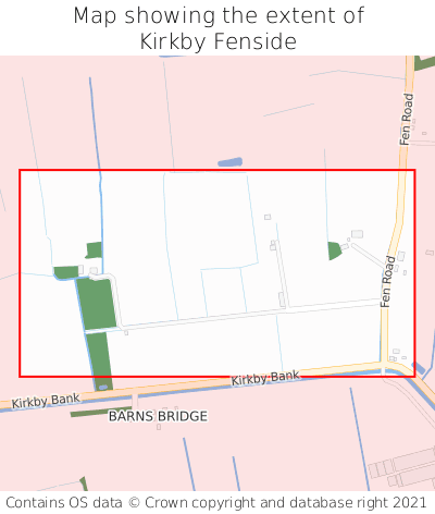 Map showing extent of Kirkby Fenside as bounding box