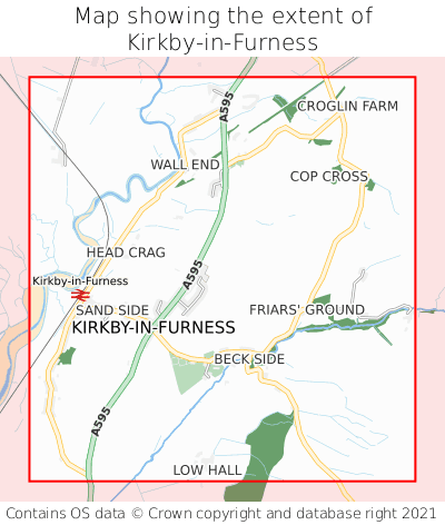 Map showing extent of Kirkby-in-Furness as bounding box