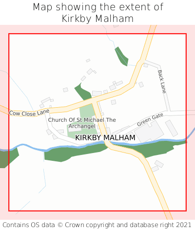 Map showing extent of Kirkby Malham as bounding box