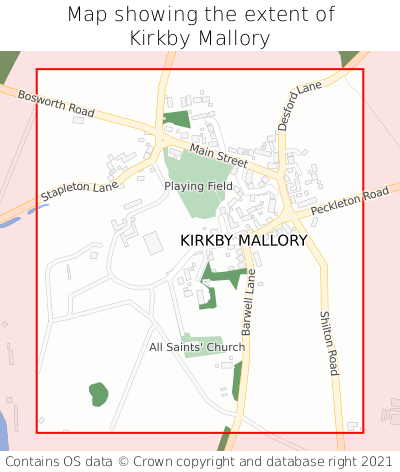 Map showing extent of Kirkby Mallory as bounding box