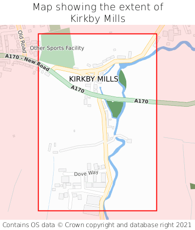 Map showing extent of Kirkby Mills as bounding box