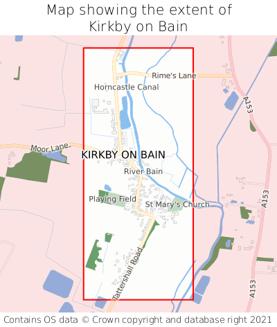 Map showing extent of Kirkby on Bain as bounding box