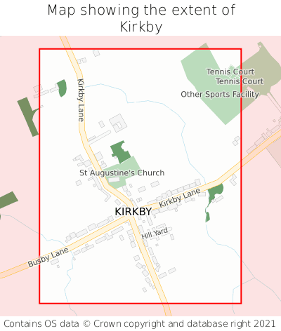 Map showing extent of Kirkby as bounding box