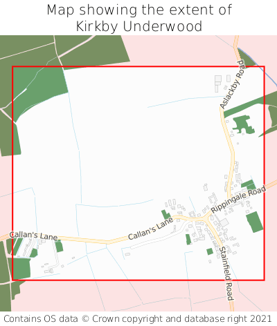 Map showing extent of Kirkby Underwood as bounding box