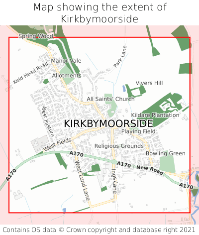 Map showing extent of Kirkbymoorside as bounding box
