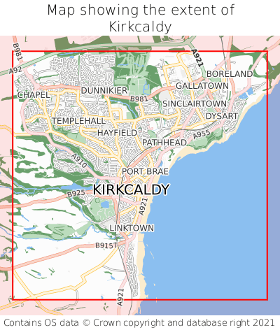 Map showing extent of Kirkcaldy as bounding box