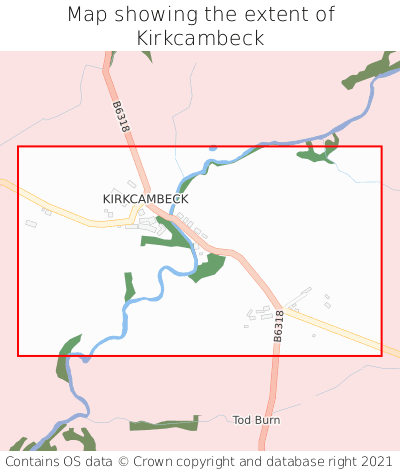 Map showing extent of Kirkcambeck as bounding box