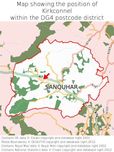 Map showing location of Kirkconnel within DG4