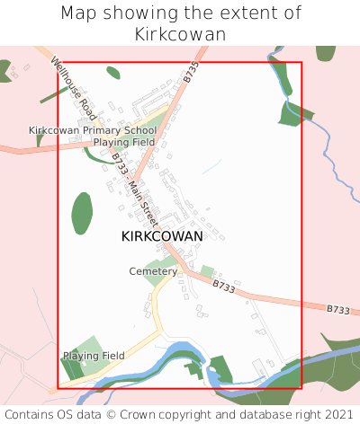Map showing extent of Kirkcowan as bounding box