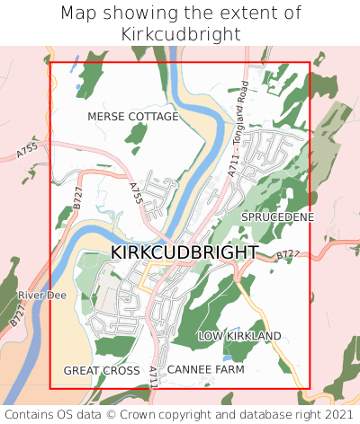 Map showing extent of Kirkcudbright as bounding box