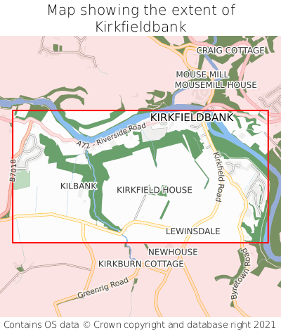 Map showing extent of Kirkfieldbank as bounding box