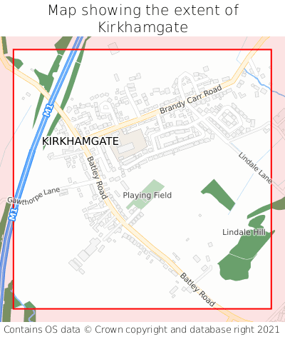 Map showing extent of Kirkhamgate as bounding box