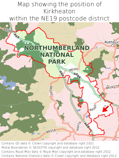 Map showing location of Kirkheaton within NE19